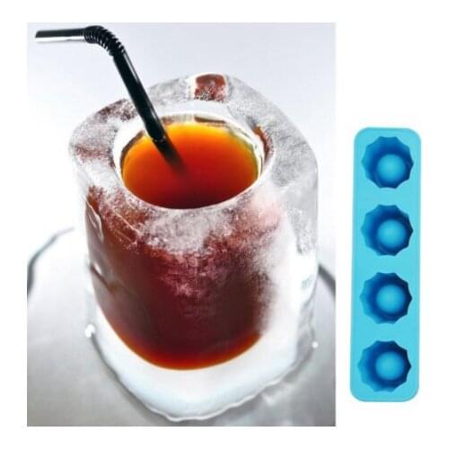 1PCS Creative 3D Ice Cube Mold Freeze 4 Cups Glasses Mould Novelty Gifts Tray Summer Party Kitchen Drinking Bar Glass Tools