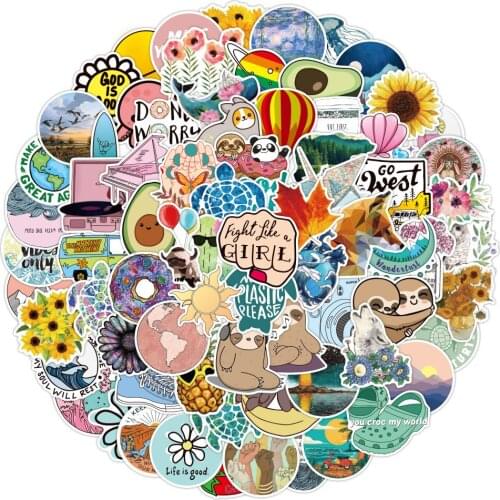 10/50/100pcs Vsco Girl Sticker Waterproof Skateboard Scrapbook Suitcase Pink Sticker Pack Animal Laptop sticker