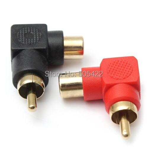 2000pcs/lot RCA 90 Right Angle Male to Female Phono Adapters Audio AV Plug Connector High Quality