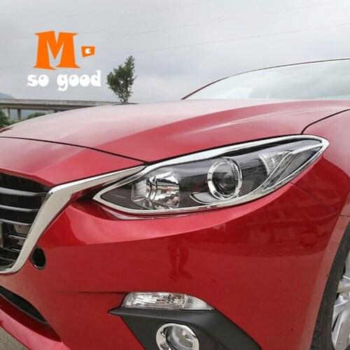 2013 2014 2015 2016 For Mazda Axela Car ABS Chrome Headlamps Cover Cover Trim Decoration Auto Styling Sticker Accessories 2piece