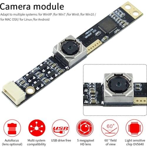 2021 HBV-5640 WA Wide Angle Fish Eyes OV5640 5MP USB2.0 Camera Module with 160 Degree 5 Million Pixels OV5640 5MP USB 2.0 Camera