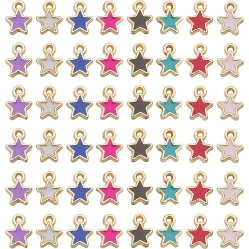 30pcs/lot for Zinc Alloy Enamel Charms Mini Stars Charms DIY Earrings Bracelet Pentagram Pendants Handmade Necklace Accessories