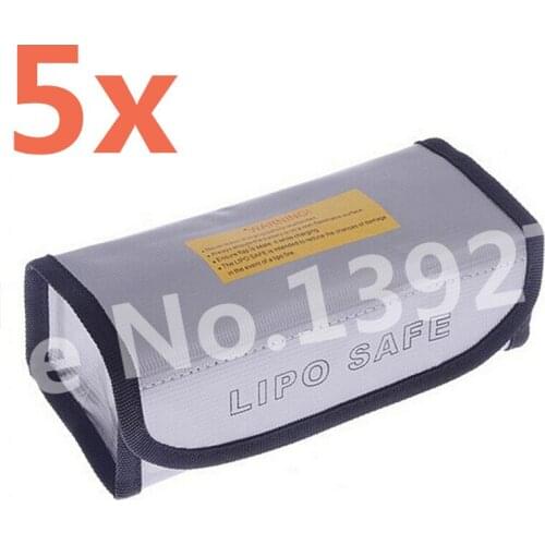 5Pcs Arrowmax RC Square LiPo Safe Bag Battery Safety Li-Po Protect Bag Pouch Safe Guard Charge Sack 185 X 75 X 60 mm AM-199502