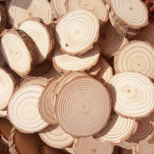 5pcs Unfinished Natural Round Wood Slices Circles With Tree Bark Log Discs for DIY Crafts Wedding Party Painting