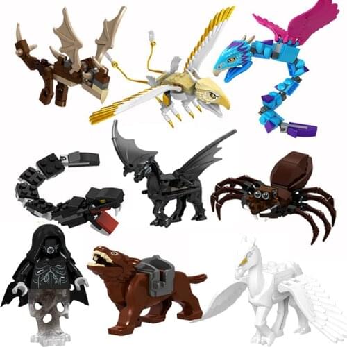 Magic Animals Newts Case of Magical Thunderbird Aragog Occamy Thestrals Basilisk Model Figure Blocks Diy Brick Toy For Children