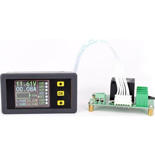 DC10-90V 20A color liquid crystal display bidirectional measurement voltage current power voltmeter ammeter Relay switch