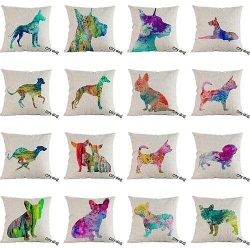Dog Photographs Pit Bull dachshund Weimaraner Pointer Home Decorative Sofa Throw Pillow Case Watercolor painting Cushion Cover