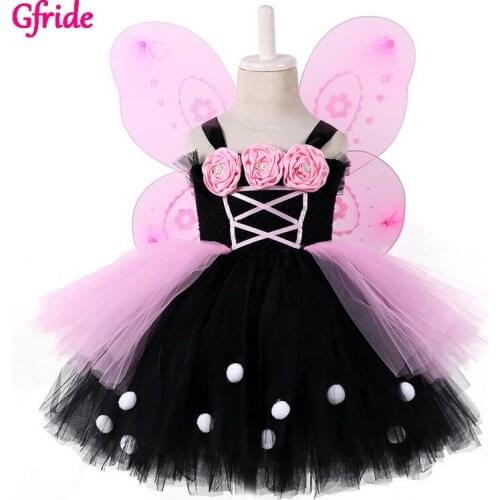 3ps Kids Butterfly Fairy Costume Butterfly Wings Wand For Girls Flowers Fairy Cosplay Halloween Fancy Dress Up Party Dress Pink