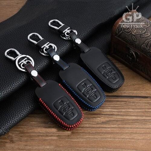 For Audi A1/A3/A4L/A6L/A5/A7/A8Q3/Q5/S5/S6 Car Key Cover Leather Hand Sewing Style Remote Car Key Case Auto Key Chain