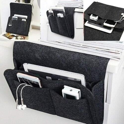 Home Felt Bedside Storage Organizer Anti-slip Bed Sofa Side Remote Control Hanging Couch Storage Bed Pockets Book Holder