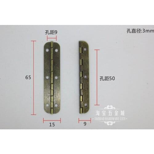Hardware supplies Hinges Furniture Accessories Jewelry Boxes Small broze Hinge Furniture Fittings 65mmX15mmX0.5mm