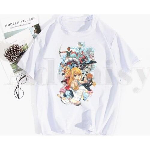 Natsu Dragneel Fairy Tail Erza Scarlet Anime Tshirt Hip Hop Girl Print Top Tees Harajuku Tshirts Men Fashion Summer T-shirts