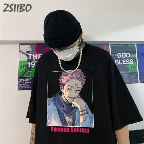 Harajuku Anime Tops Jujutsu Kaisen Mens tshirt Yuji Itadori Unisex Short Sleeve T shirt Funny Printed T-shirt Male Streetwear