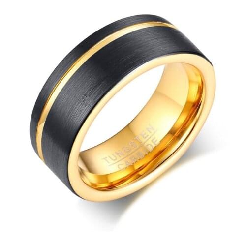 Himongoo 8MM Silver Mens Tungsten Carbide Ring Engagement Wedding Bands Inlay Wood Comfort Fit Fine Jewelry