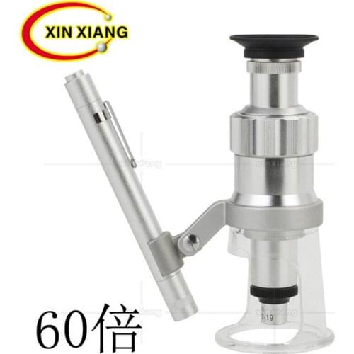 60X LED Illuminated Pocket Microscope Magnifier Jade Appraisal Loupe Jewelry Gem Identifying Magnifying Glass with Reading Scale