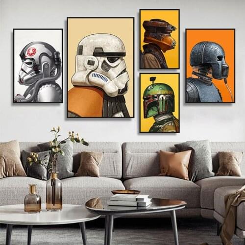Star Wars Movie Canvas Art Paintings Black Warrior White Soldier Poster and Print Wall Art Picture Living Room Home Decoration
