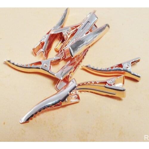 Factory wholesale !! 1000PCS Rose color 35mm Metal Alligator Hair Clips With Teeth