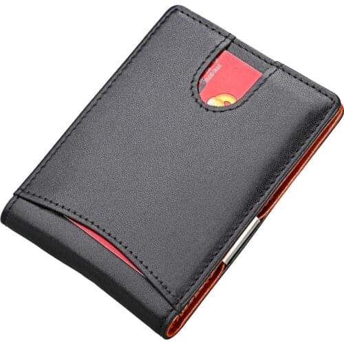 New Anti RFID Genuine Leather Mens Money Clip Wallet Female Credit Card Case Male Metal Bill Clamp Cash Holder Purse For Women