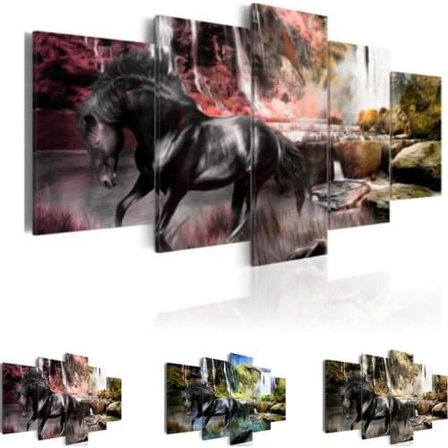 Diy Diamond Painting 5 Pieces Nature Animal horse waterfall scenic DIY 3D Diamond Embroidery cross stitch crafts gift Full drill