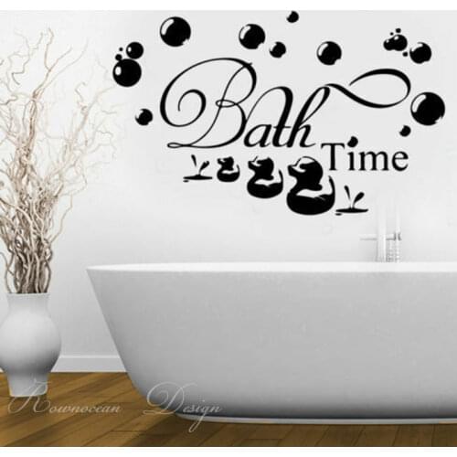 Bath Time Ducks Soak Relax Quote Wall Sticker Vinyl Home Decor For Bathroom Removable DIY Bubble Waterproof Window Decals 4152