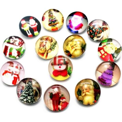 Newest 10pcs/lot Christmas Snap Buttons Charms 18mm Animal Print Glass Buttons Fit DIY Snap Bracelets&Bangle Jewelry