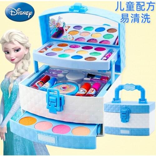 New Disney girls frozen elsa anna princess Makeup suitcase Toys set with box snow White Makeup Box Set kids Toy princesas Gift