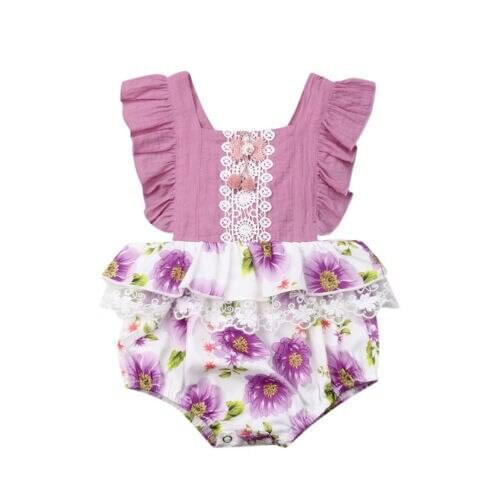 Girl Clothes Summer Toddler Baby Girl Clothes Ruffle Floral Lace Sleeveless Bodysuits Jumpsuit Overall Outfit