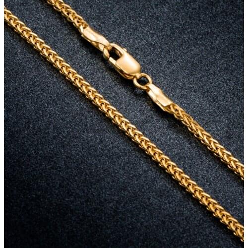 Pure 18K Yellow Gold Necklace Chain AU750 Yellow Gold Heavy Gold Wheat Link Chain Necklace