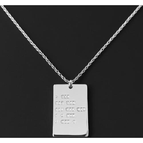 S925 Sterling Silver Morse Code Necklace Square Monaco Pendant Sweater Chain Personality Hip-hop Style Luxury Monaco Jewelry