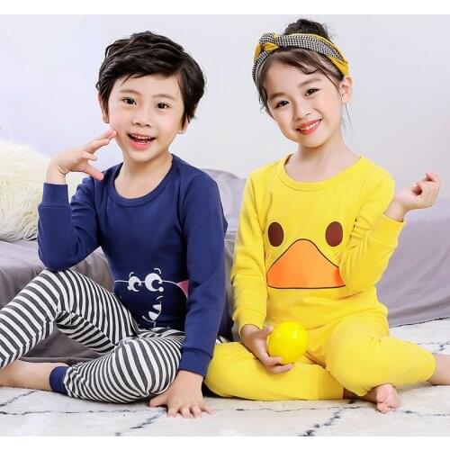 2019 Baby Kids Pajamas Sets 100% Cotton Girls Boys Pyjamas Autumn Long-sleeve Sleepwear Children Homewear Child Night Suit 2-13Y