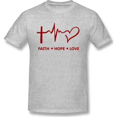 Cool Casual Style Faith Hope Love Christian T-shirt Funny Christianity God Tee Gift T Shirt Men Casual Short Sleeve Top Tees