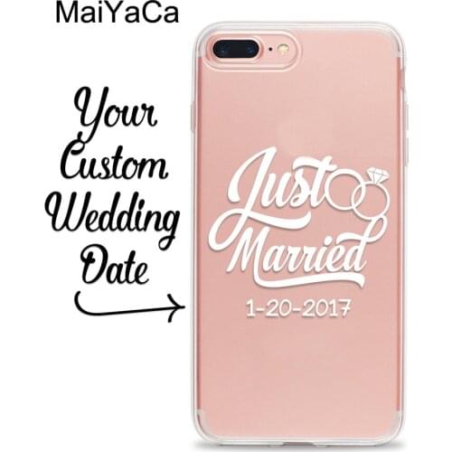 Just Married Phone Case for iPhone 12 mini 11 Pro Max XS XR X 8 Plus 7 Bride Honeymoon Wedding Clear Transparent Rubber Cover