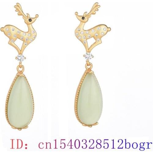 Green Jade Water drop Ear Studs Fashion Gifts Jewelry Zircon Charm Gemstone 925 Silver Natural Chalcedony Earrings Amulet Women