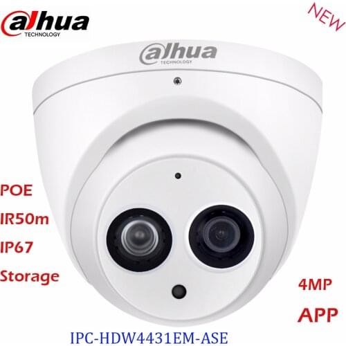 Dahua IP Camera IPC-HDW4431EM-ASE 4MP with PoE Mic Micro SD Card Night Vesion IR 50M IP67 H.265 AI CCTV Security Camara