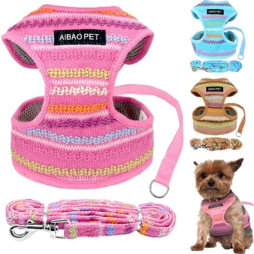 Breathable Dog Harness Leash Set Reflective Puppy Cat Vest Harness Lead Leash For Pug Pitbull Chihuahua Small Medium Dogs Cats
