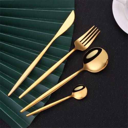 Gold Tableware Kitchen Utensils Stainless Steel Dinnerware Western Dinner Spoon Knife Fork Combination Dinnerware Cutlery Set