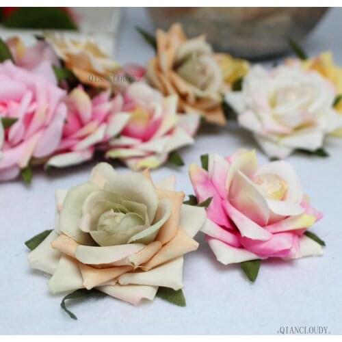 10 pieces Artificial Rose Silk Flower Heads Bridal wedding Guide flowers Garland decoration Wall flowers D69