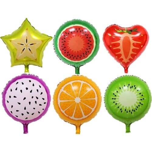 10pcs/lot 18 inches Fruits Foil Balloons Strawberry Helium Ballons Children Inflatable Toys Birthday WeddingParty Supplies