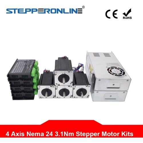 4 Axis CNC Router Kit 3.1Nm(439oz.in) Nema 24 Stepper Motor & Driver