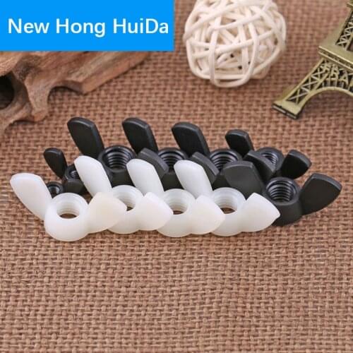 Black White Nylon Wing Nut Plastic Hand Tighten Butterfly Nuts Wingnut M3 M4 M5 M6 M8 M10 M12