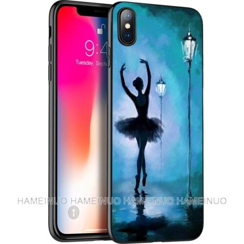 Black tpu case for iphone 5 5s SE 2020 6 6s 7 8 plus X 10 XR XS 11 pro MAX silicon cover Ballet Dance Girl Ballerina