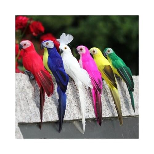 2PCS Home Garden Birds decoration Colorful Fake Parrots Artificial Birds Model Outdoor Home Garden Lawn Tree Decor