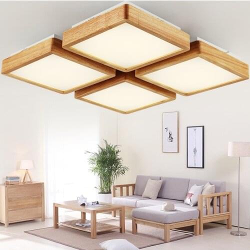 Wooden LED ceiling lighting fixture flush mount lamp for bedroom living room home decorative design indoor lantern lamp