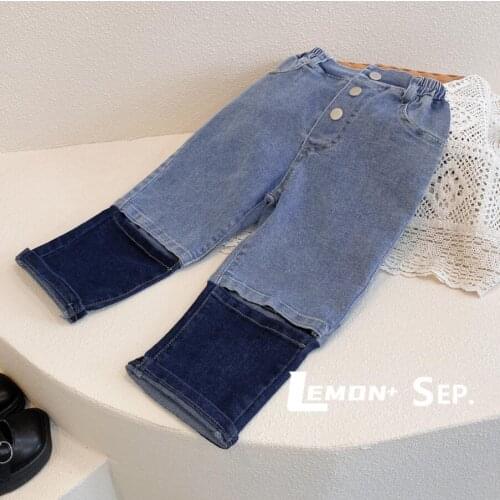 Girls Patchwork Jeans Pants For 2 3 4 5 6 7 8Years Girls Spring Autumn Fashion Stylish Trousers