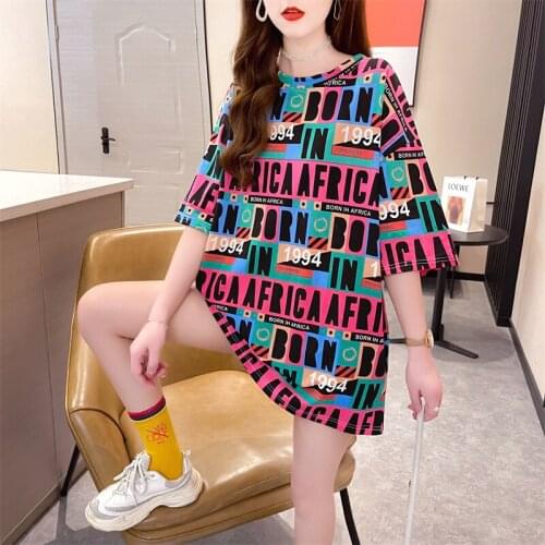EasyCore Youth Fashion Letter Check Oversized T-shirt Girl Half Sleeve O-neck Loose Tops