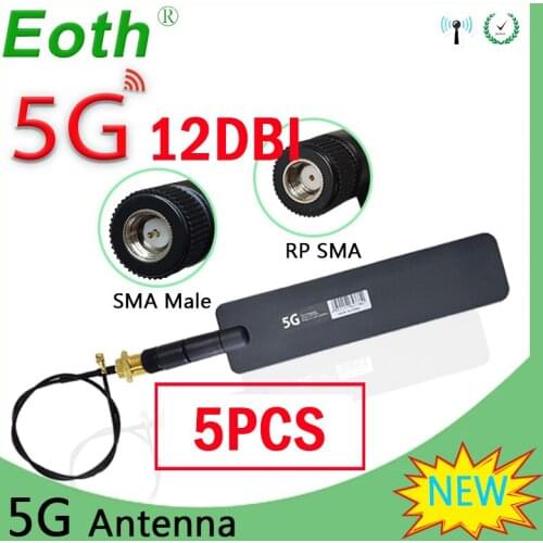5Pcs 5G WIFI Antenna 12DBi Antenna NB-LOT High Gain 600mhz-6000mhz SMA Female Male Outdoor 21cm ipex pigtail Amplifier Booster