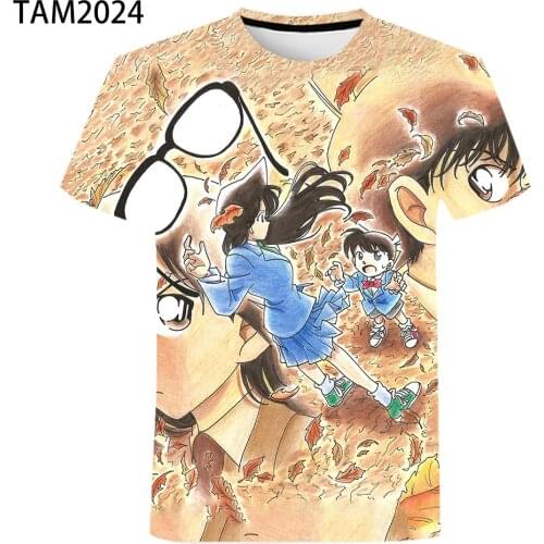 Detective Conan Anime Mens Womens Childrens T-Shirt 3D Printing Fun Short Sleeve Student Childrens Fashion Trend Casual Wea