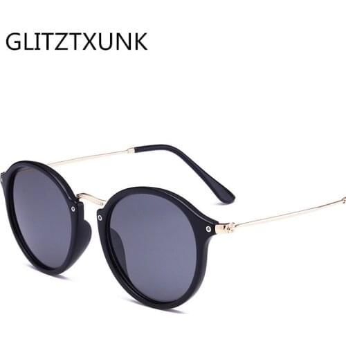 Glitztxunk Round Sunglasses Women Men Retro Brand Designer Sun Glasses for Female Male Goggle Mirror Black Eyewear UV400 Oculos