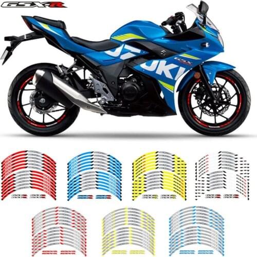 Hot sell New Motorcycle wheel sticker 12Pcs Thick Edge Outer Rim Sticker Stripe Wheel Decals For SUZUKI GSX-R