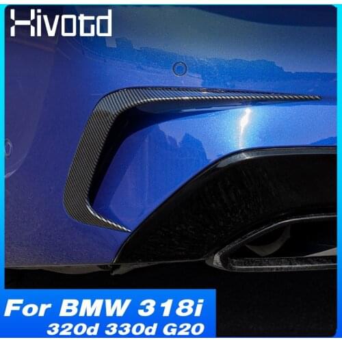 Hivotd Rear Bumper Trim Side Splitter Wing Spoiler Tail Exhaust Pipe Exterior Accessories For BMW 318i 320d 330d G20 2020 2021